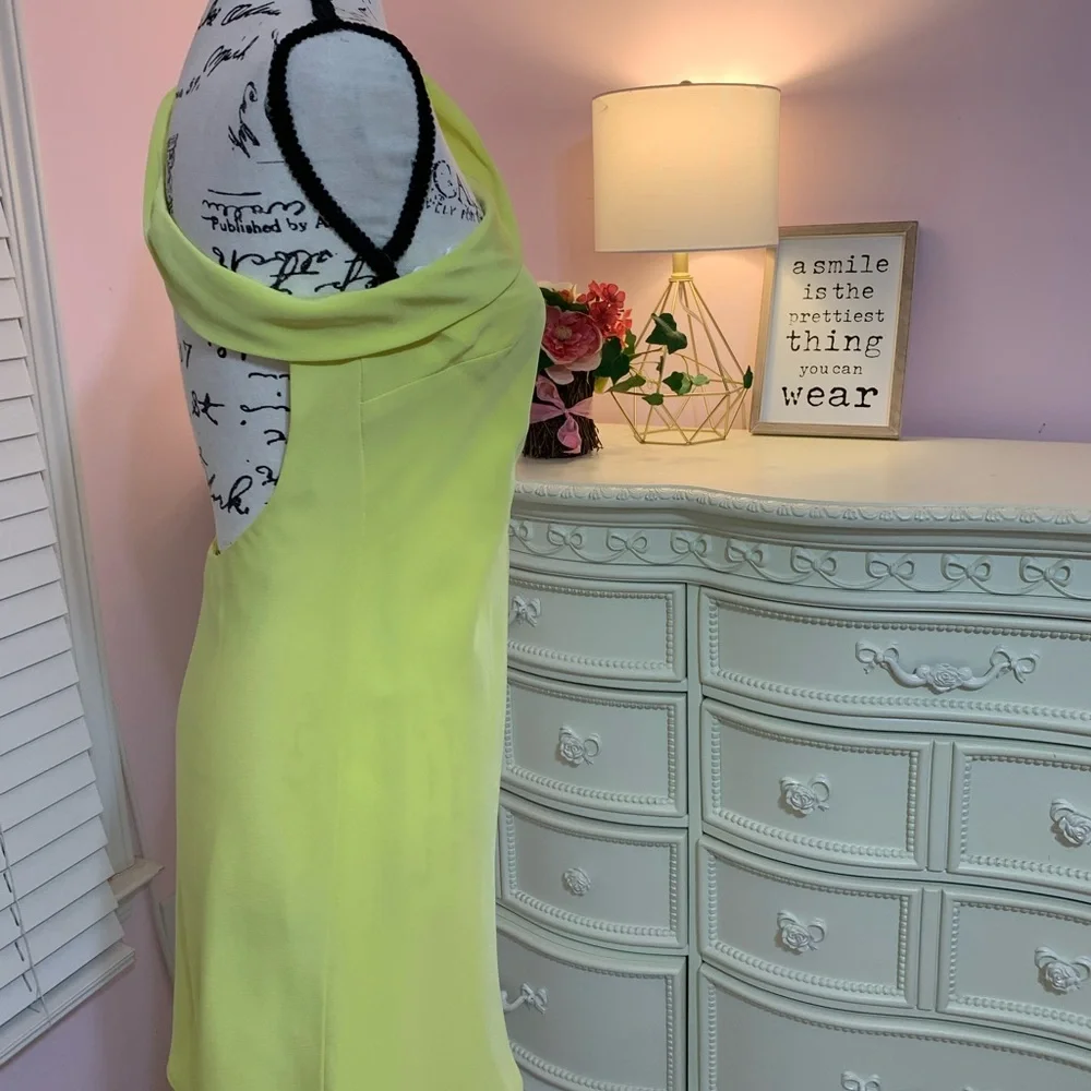 ABS One Shoulder Rosette Mini Dress. Size 2 - Picture 6 of 16